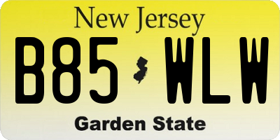 NJ license plate B85WLW