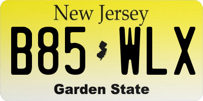 NJ license plate B85WLX