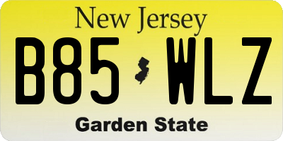 NJ license plate B85WLZ