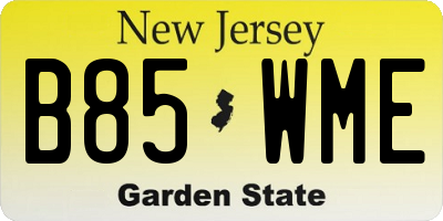 NJ license plate B85WME