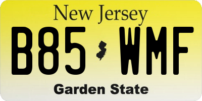 NJ license plate B85WMF