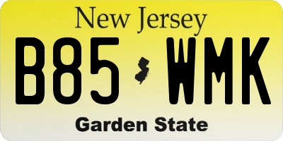 NJ license plate B85WMK