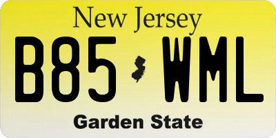 NJ license plate B85WML