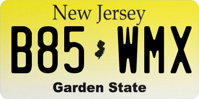 NJ license plate B85WMX