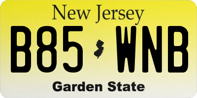 NJ license plate B85WNB