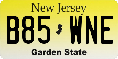 NJ license plate B85WNE