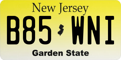 NJ license plate B85WNI