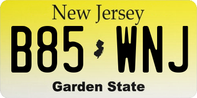 NJ license plate B85WNJ