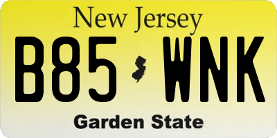 NJ license plate B85WNK