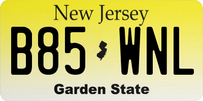 NJ license plate B85WNL