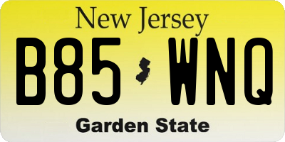 NJ license plate B85WNQ