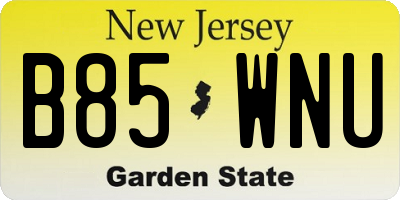 NJ license plate B85WNU