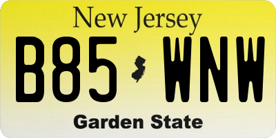 NJ license plate B85WNW