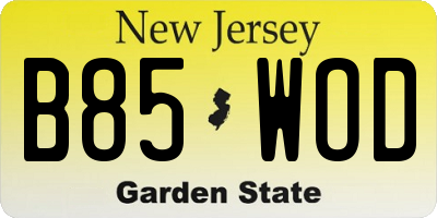 NJ license plate B85WOD