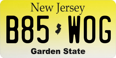 NJ license plate B85WOG