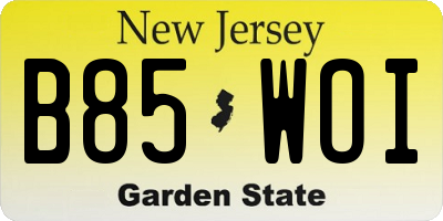 NJ license plate B85WOI