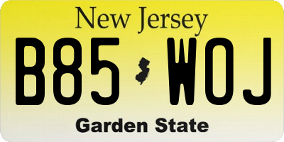 NJ license plate B85WOJ