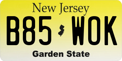 NJ license plate B85WOK