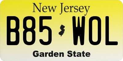 NJ license plate B85WOL