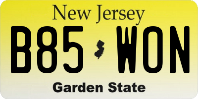 NJ license plate B85WON