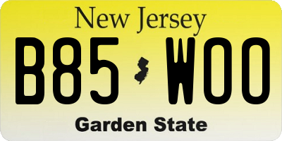 NJ license plate B85WOO