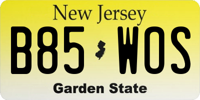 NJ license plate B85WOS