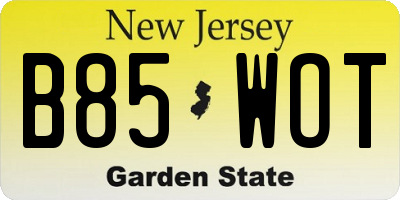 NJ license plate B85WOT
