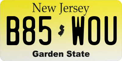 NJ license plate B85WOU