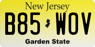 NJ license plate B85WOV