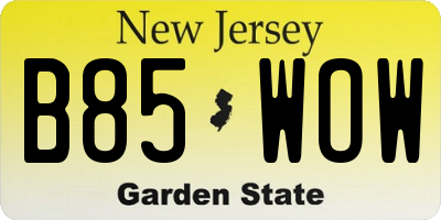 NJ license plate B85WOW
