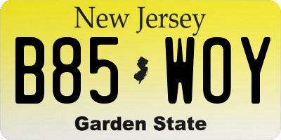 NJ license plate B85WOY