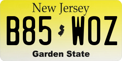 NJ license plate B85WOZ