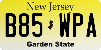 NJ license plate B85WPA
