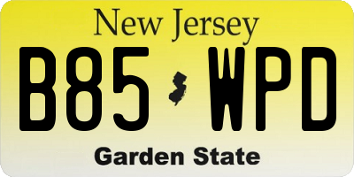 NJ license plate B85WPD