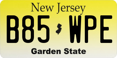 NJ license plate B85WPE