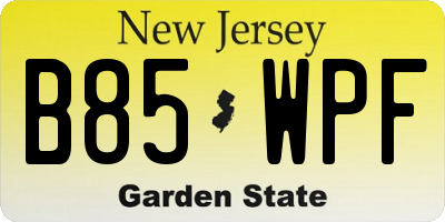 NJ license plate B85WPF