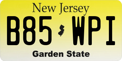 NJ license plate B85WPI
