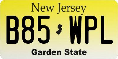 NJ license plate B85WPL