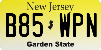 NJ license plate B85WPN