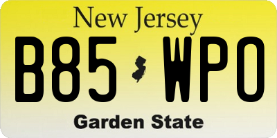 NJ license plate B85WPO