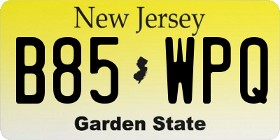 NJ license plate B85WPQ