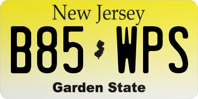 NJ license plate B85WPS