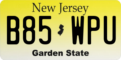 NJ license plate B85WPU