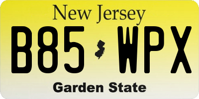 NJ license plate B85WPX