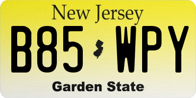 NJ license plate B85WPY