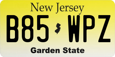 NJ license plate B85WPZ