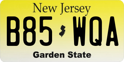 NJ license plate B85WQA
