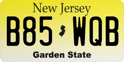 NJ license plate B85WQB