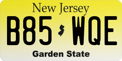 NJ license plate B85WQE