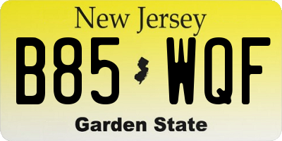 NJ license plate B85WQF